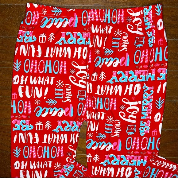 Merry Christmas Santa HoHo Holiday High Waist Red Leggings Small / Medium 4 - 10 - Picture 5 of 11